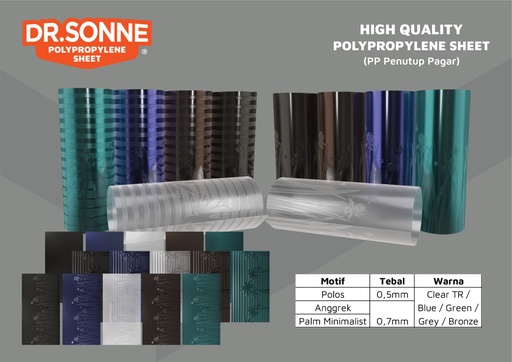 [130820241038 (AA)] PLAT SHEET PP DR.SONNE BLUE 070X1X40M PLAM MINIMALIST (AA)
